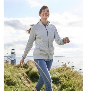 LL Bean Quilted Zip-Up Sweatshirt in Rose Pink